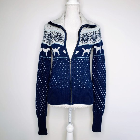 PINK Victoria's Secret Sweaters - Pink Dog Hearts Winter Style Knitted Cardigan Sweater S